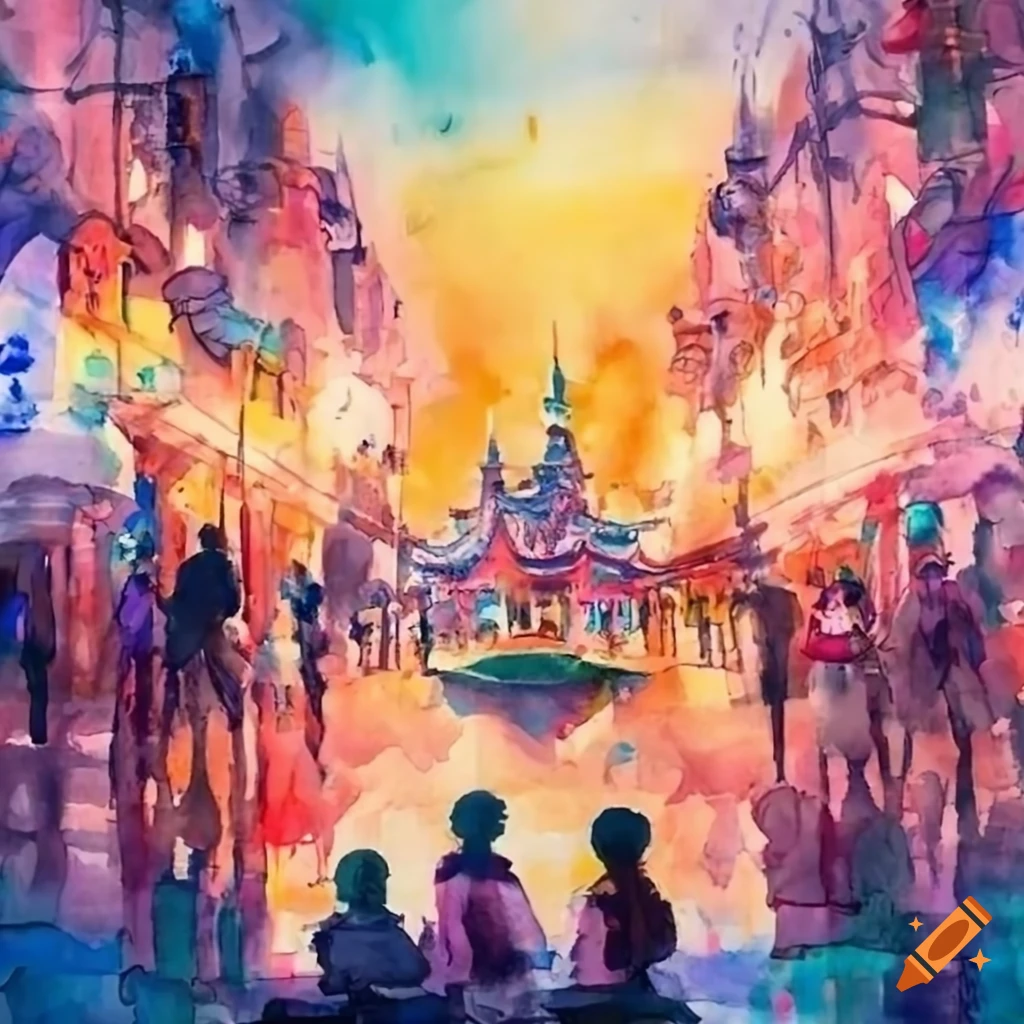 watercolor-of-visitors-at-shanghai-disney