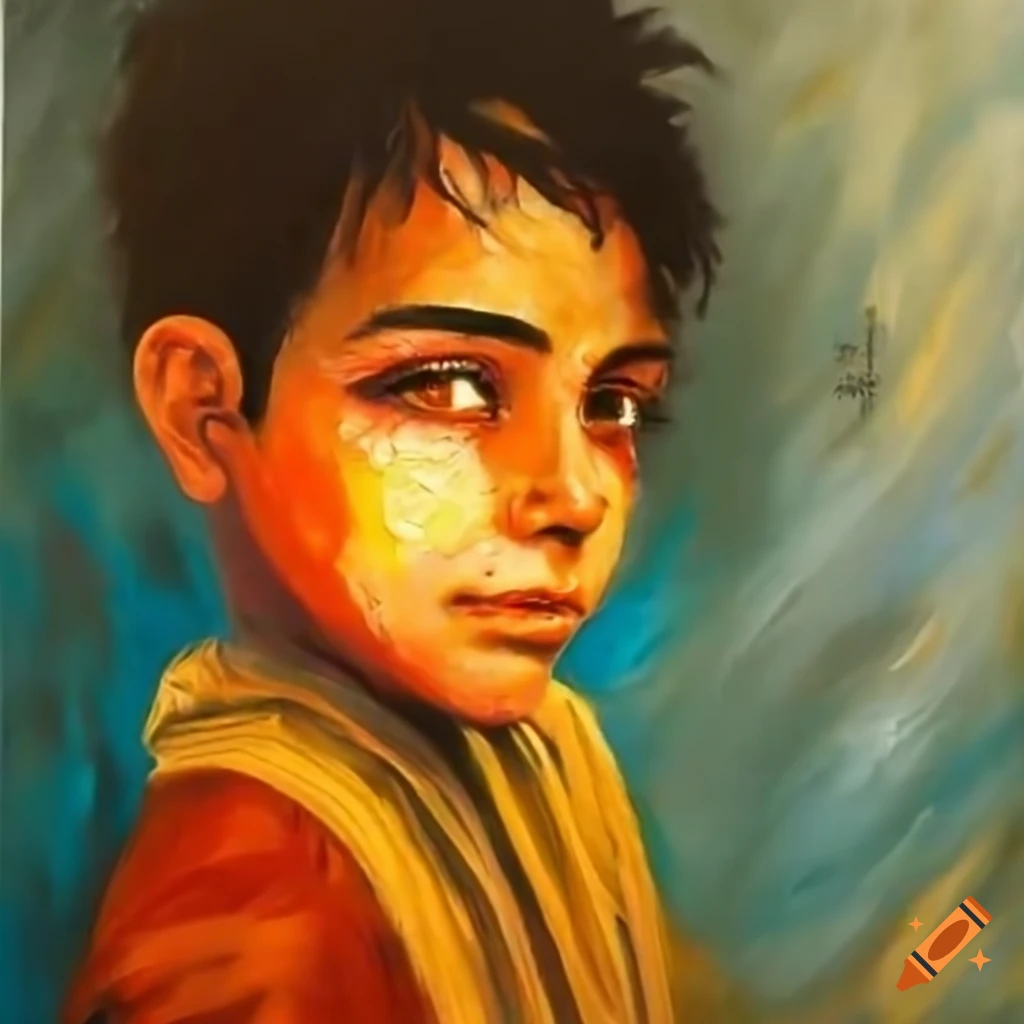 boy standing above Iran