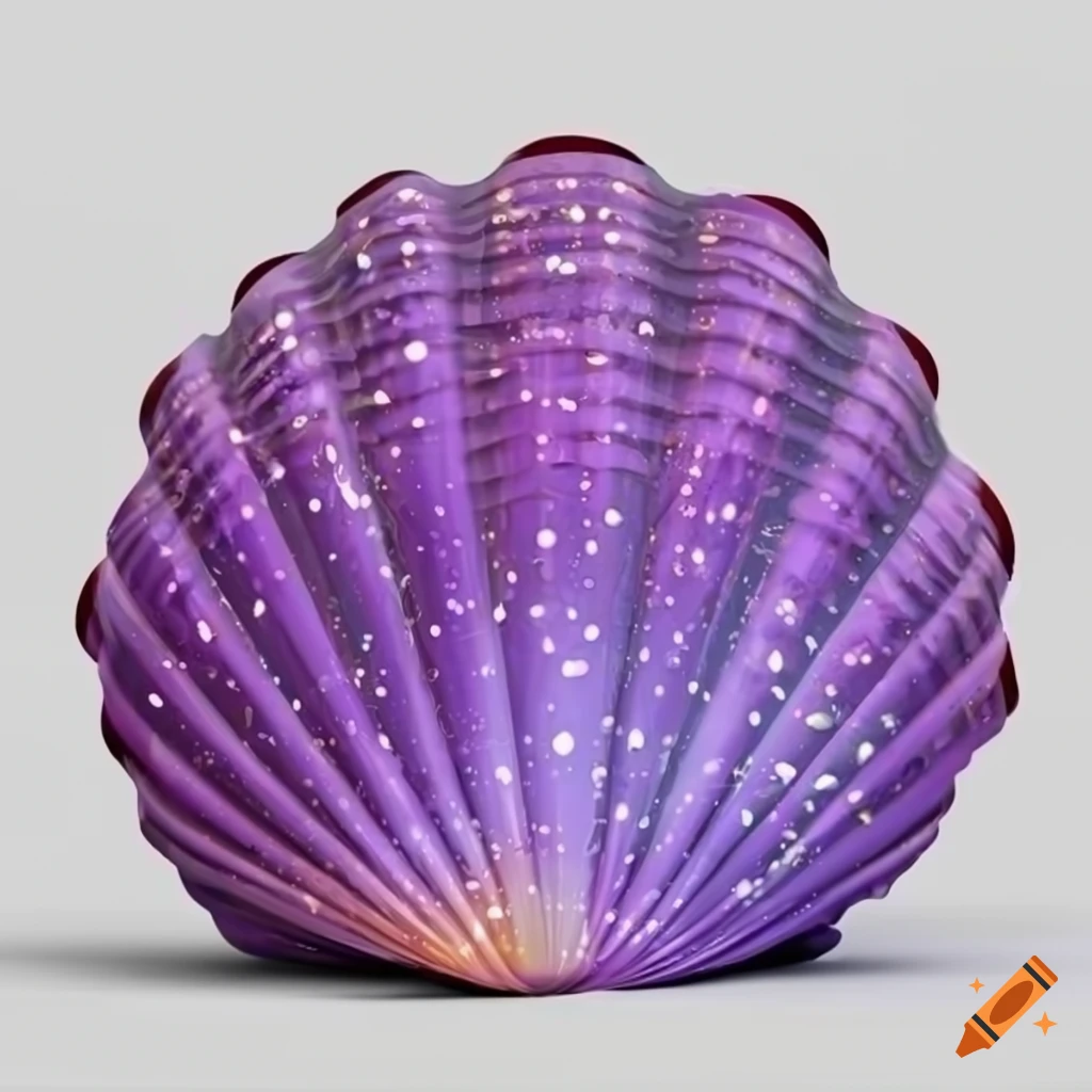 cartoon rendering of a purple glittering seashell