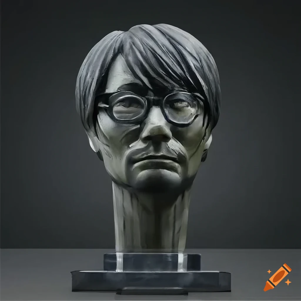 black marble sculpture of Hideo Kojima's face