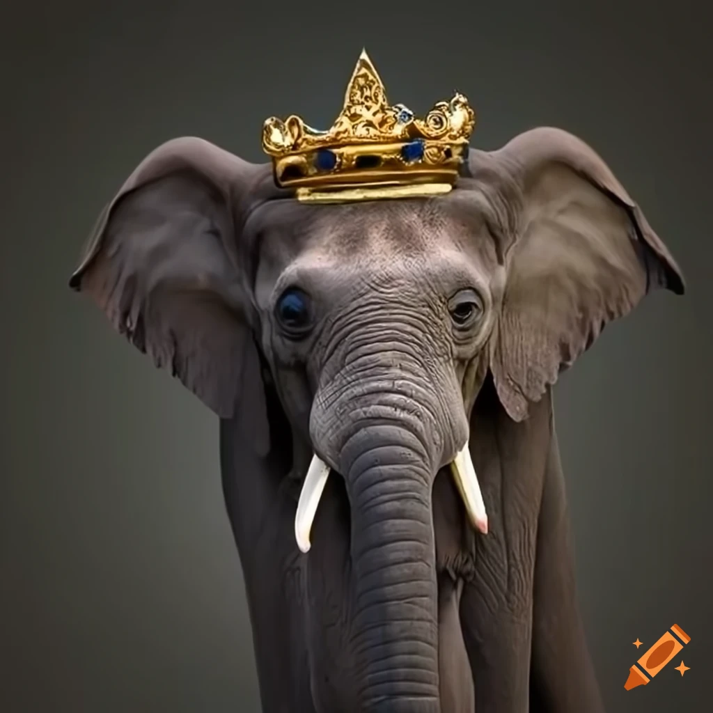 Elephant with a crown on Craiyon