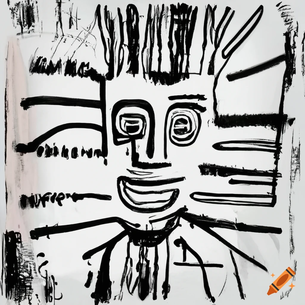 Basquiat-style abstract crayon drawing