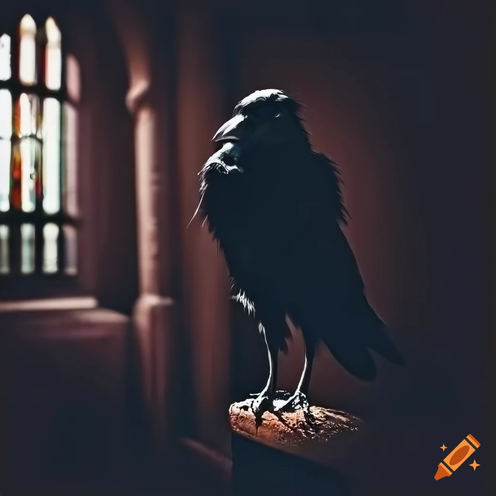 raven at the entrance of a church confessional