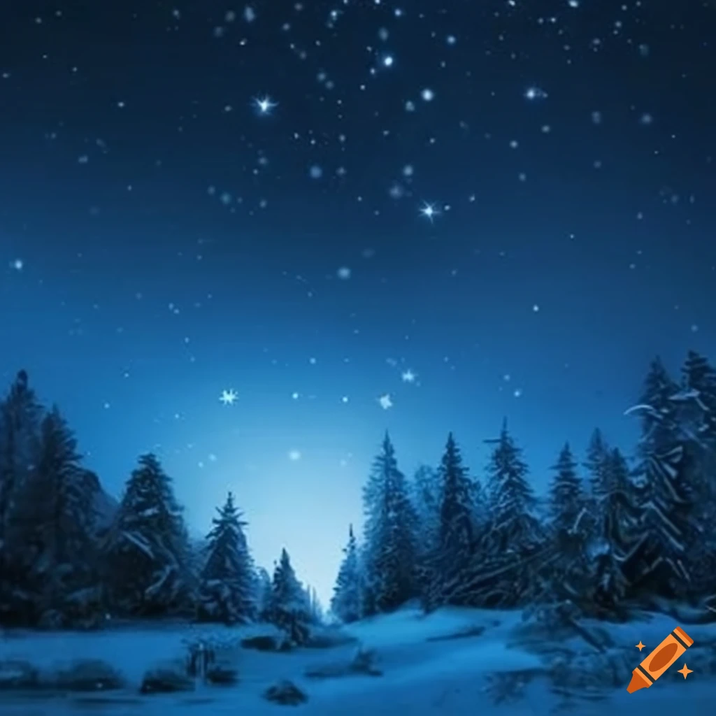 Winter night with a falling star