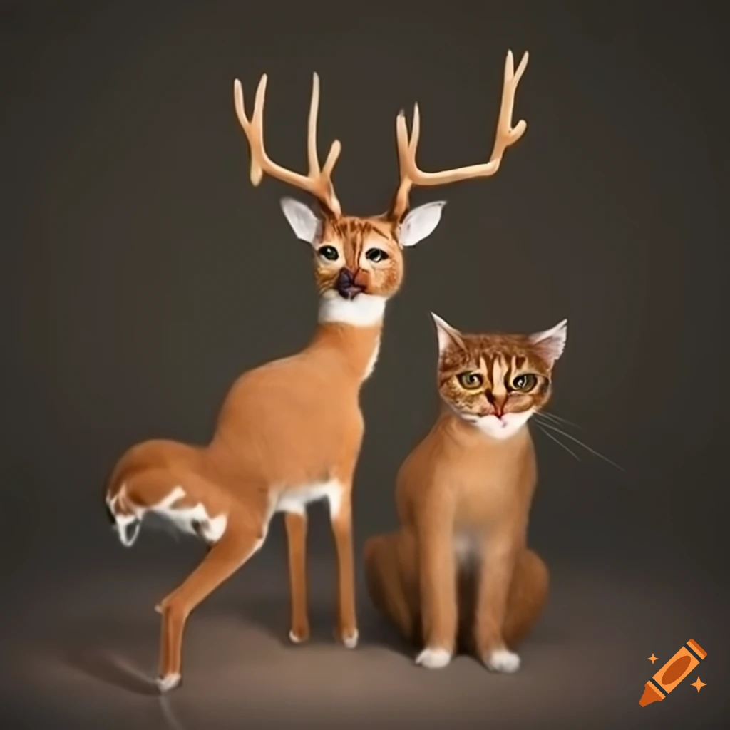 deer and cat together