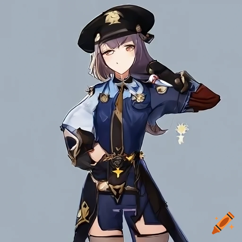 full-body design of a woman in police outfit