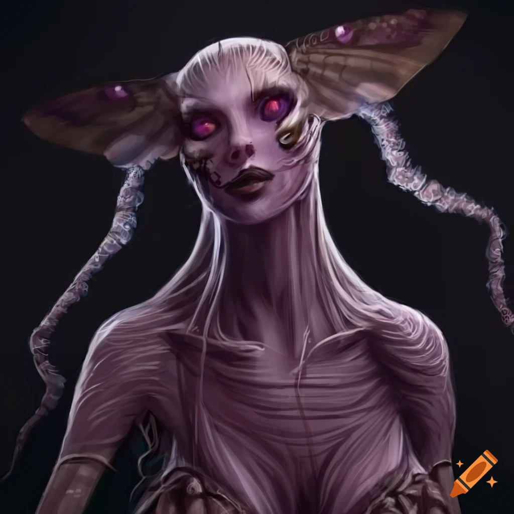 illustration of a moth woman