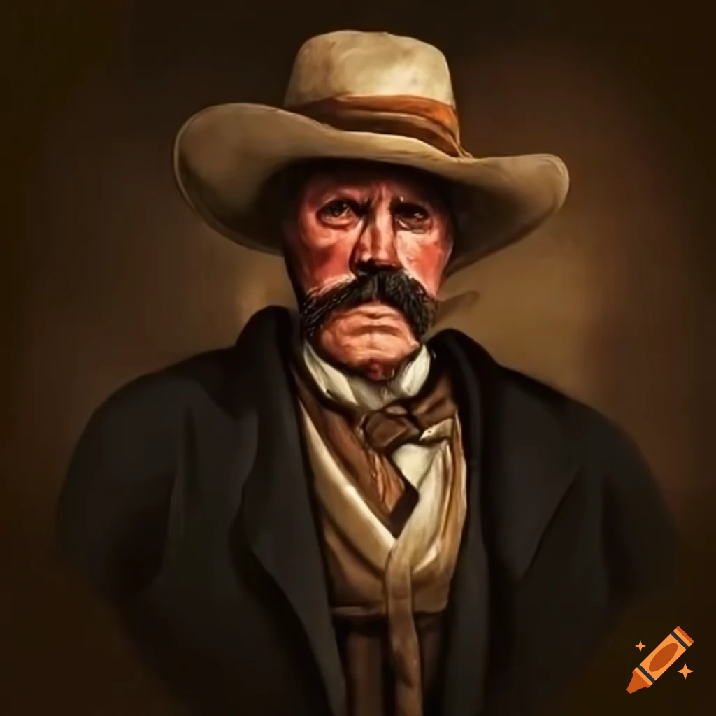 Portrait of a one-eyed gunfighter from the old west