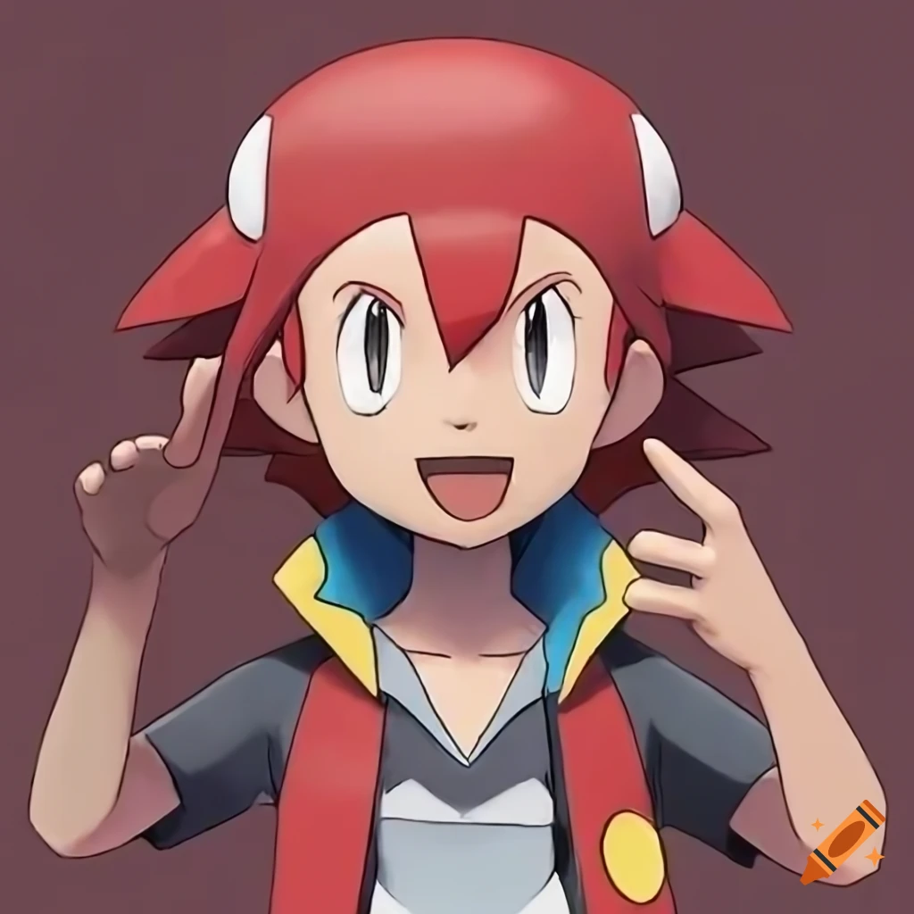 Redhaired pokemon trainer with a red moustache