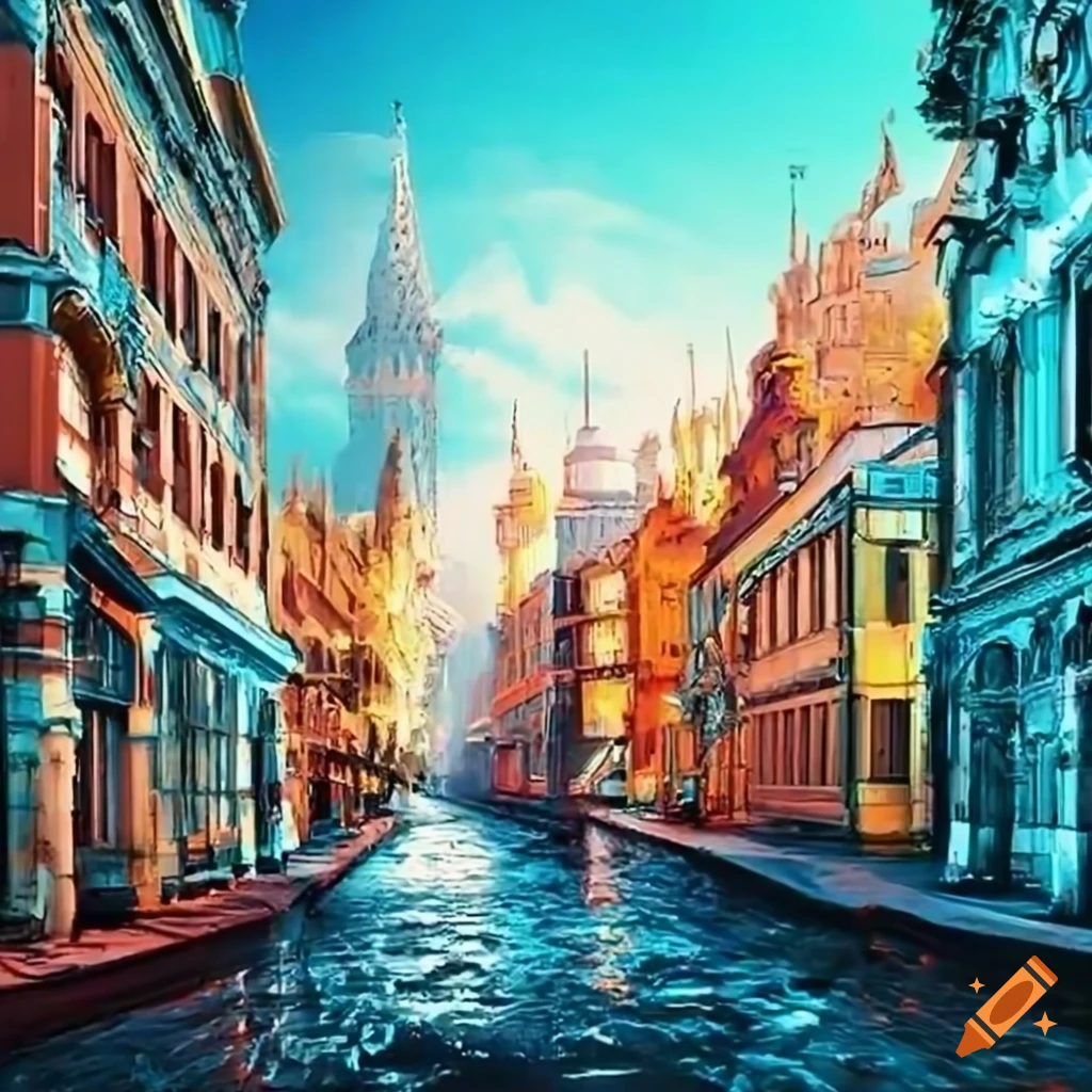 abstract cityscape of Venice