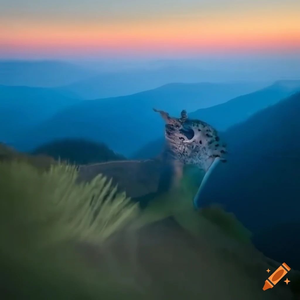 realistic 8k landscape with an Asian-style sky and a small squirrel in the middle