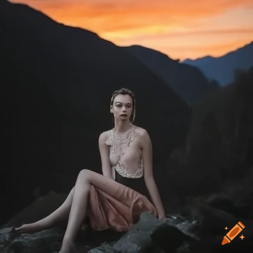 sunset on a rainy mountain range