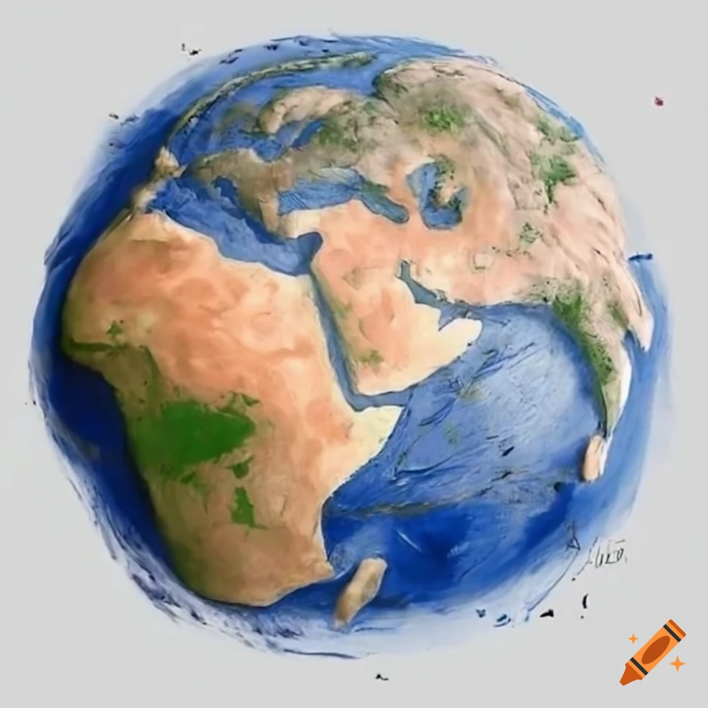 artistic depiction of planet earth with towering mountains