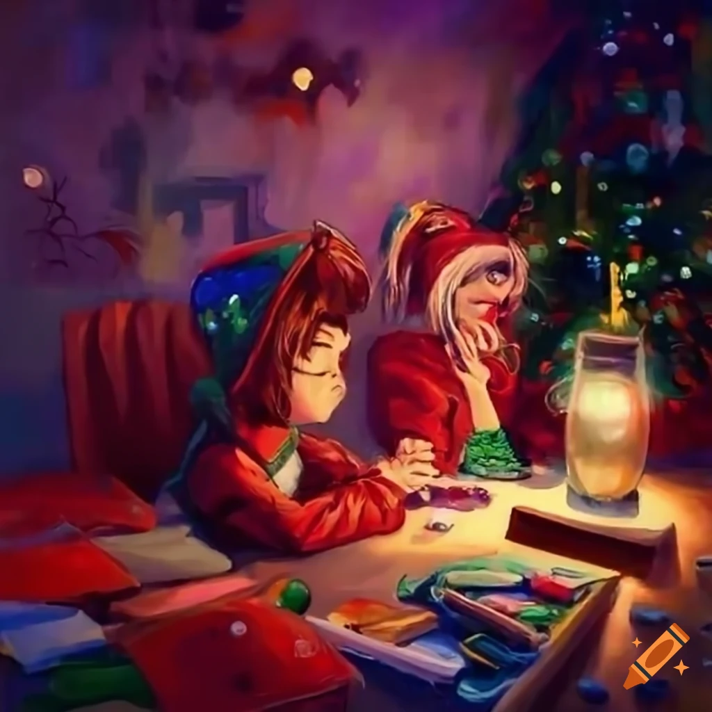 LoFi girl and LoFi boy enjoying Christmas