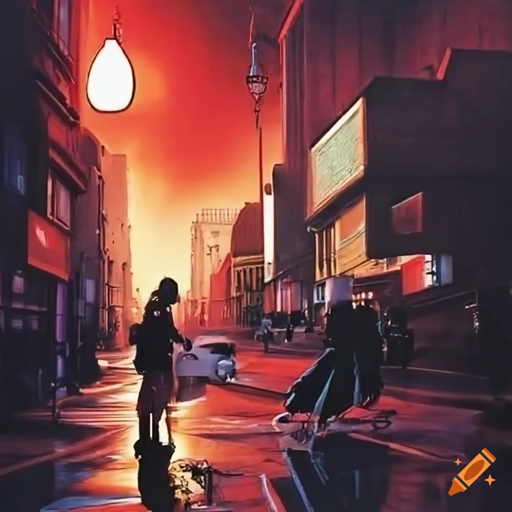 90's street scene with a mysterious atmosphere on Craiyon