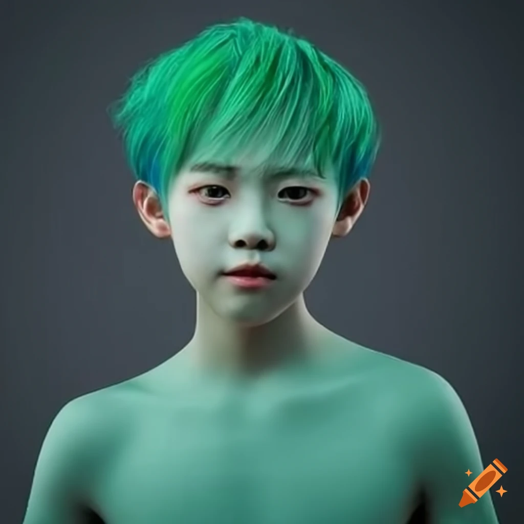 realistic image of an Asian boy floating in a submarine