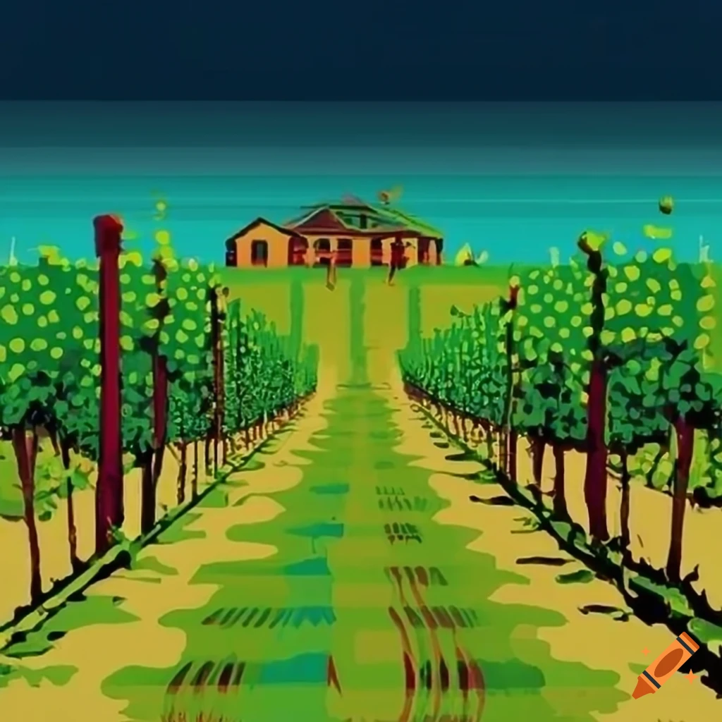pop-art illustration of a vineyard