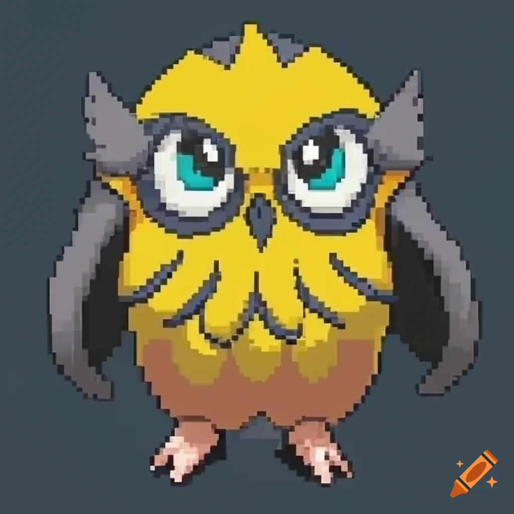 lemon yellow pixel art owl Pokémon
