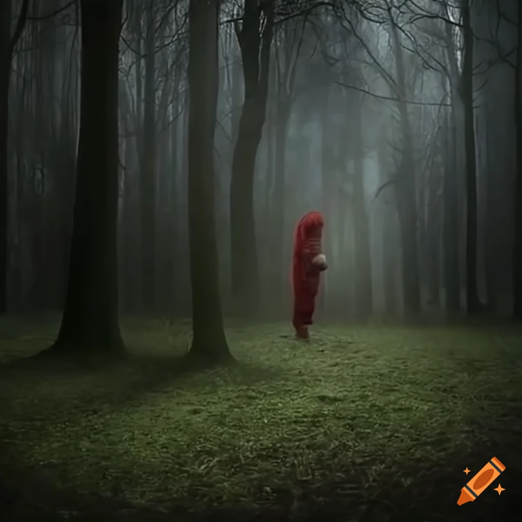 creepy Santa in a dark forest