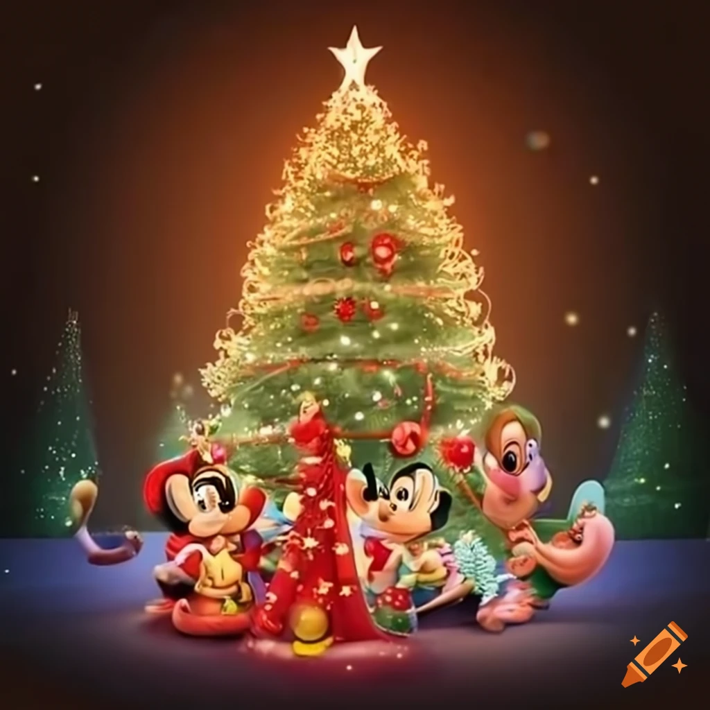 Disney themed christmas tree on craiyon