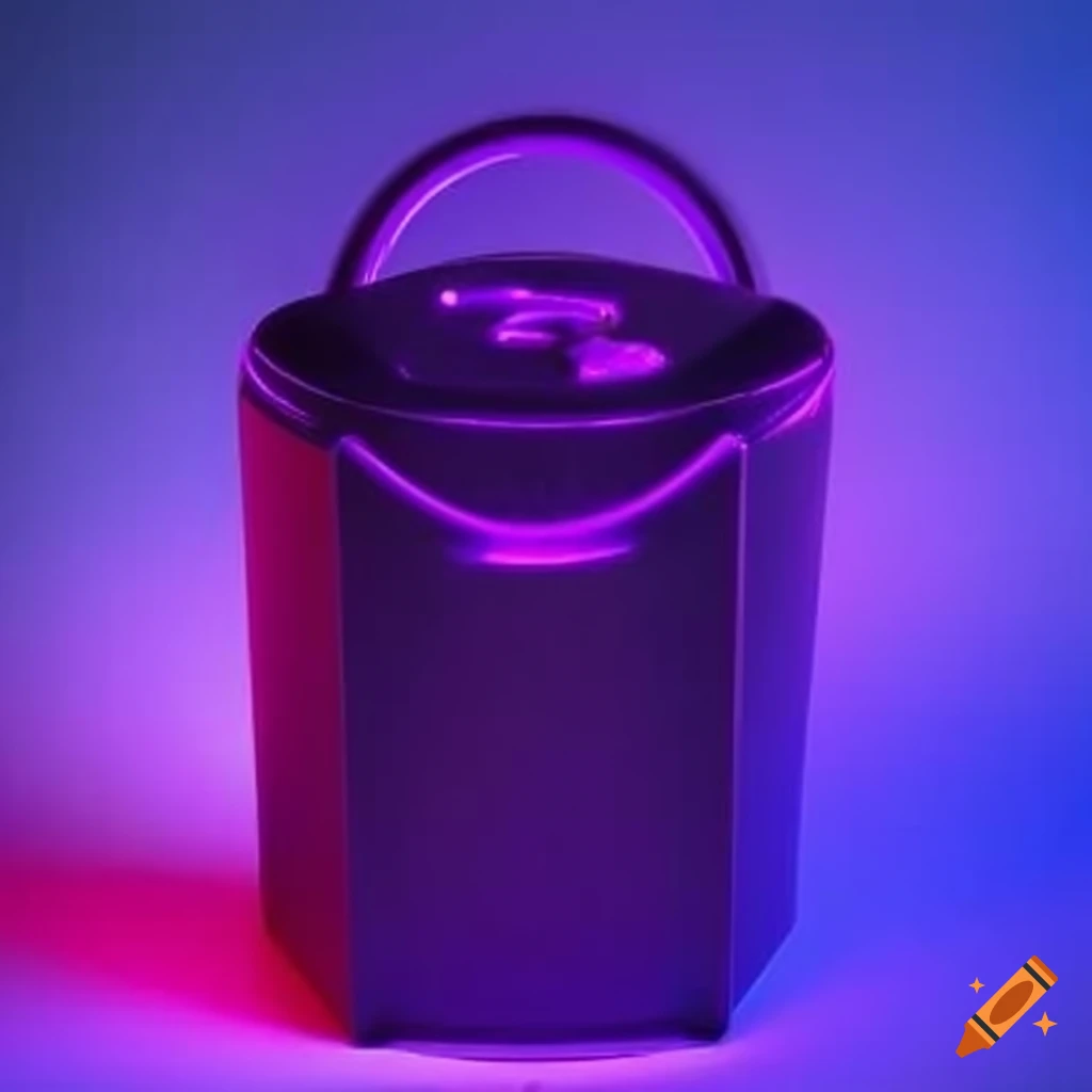 Neon lights of a colorful trash bin