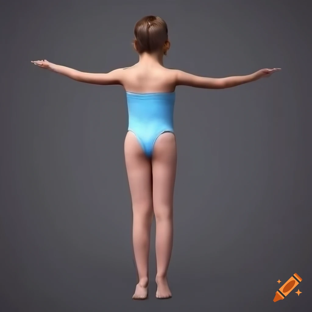 Photorealistic illustration of a girl in leotards from behind on Craiyon