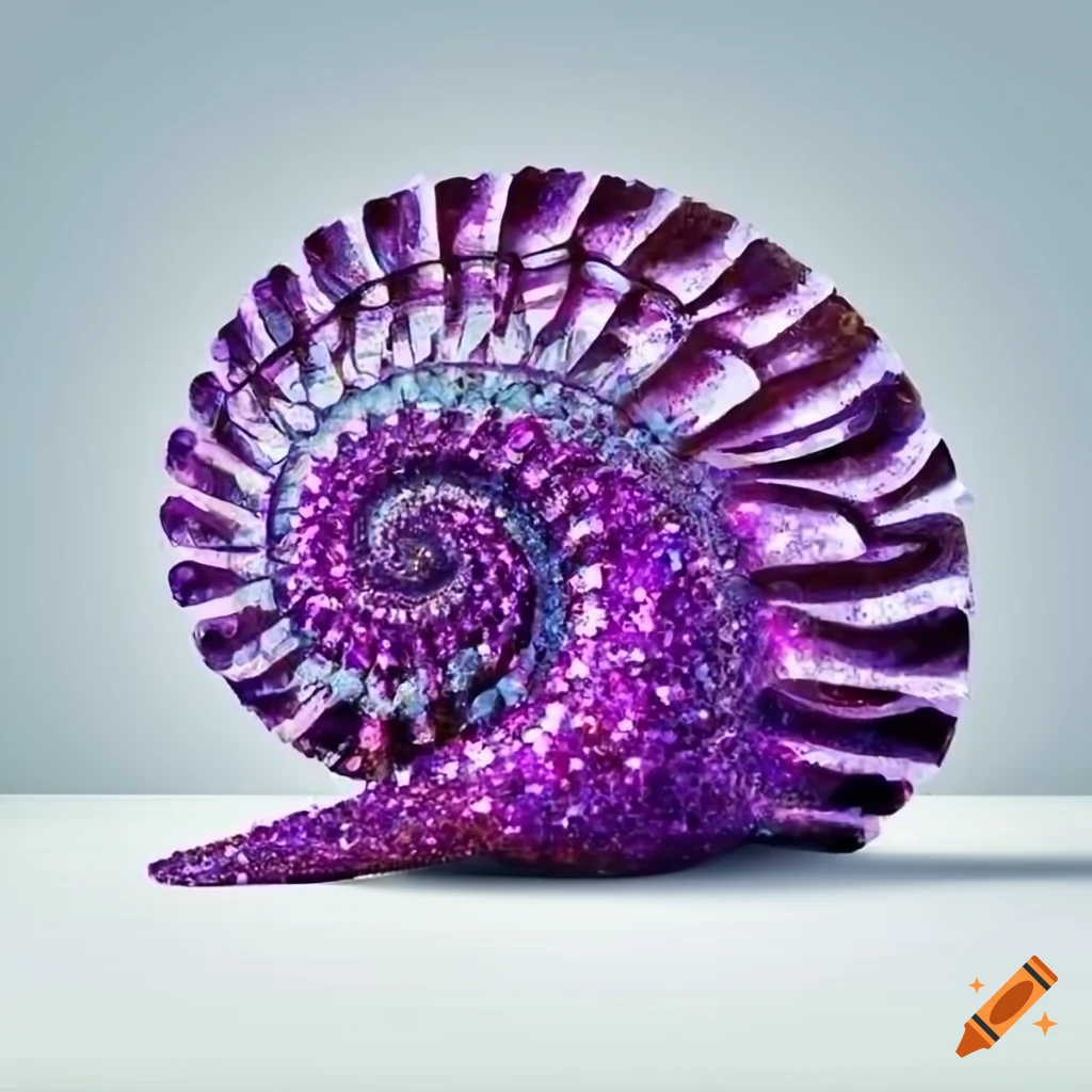 cartoonish purple seashell on white background