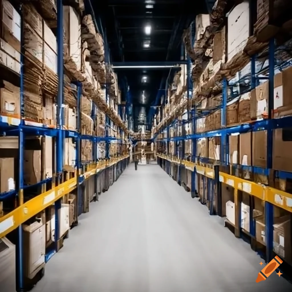 Image of a logistic warehouse with a forklift on Craiyon
