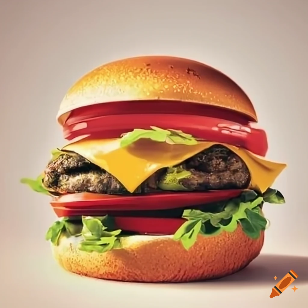 delicious burger with cheese and toppings