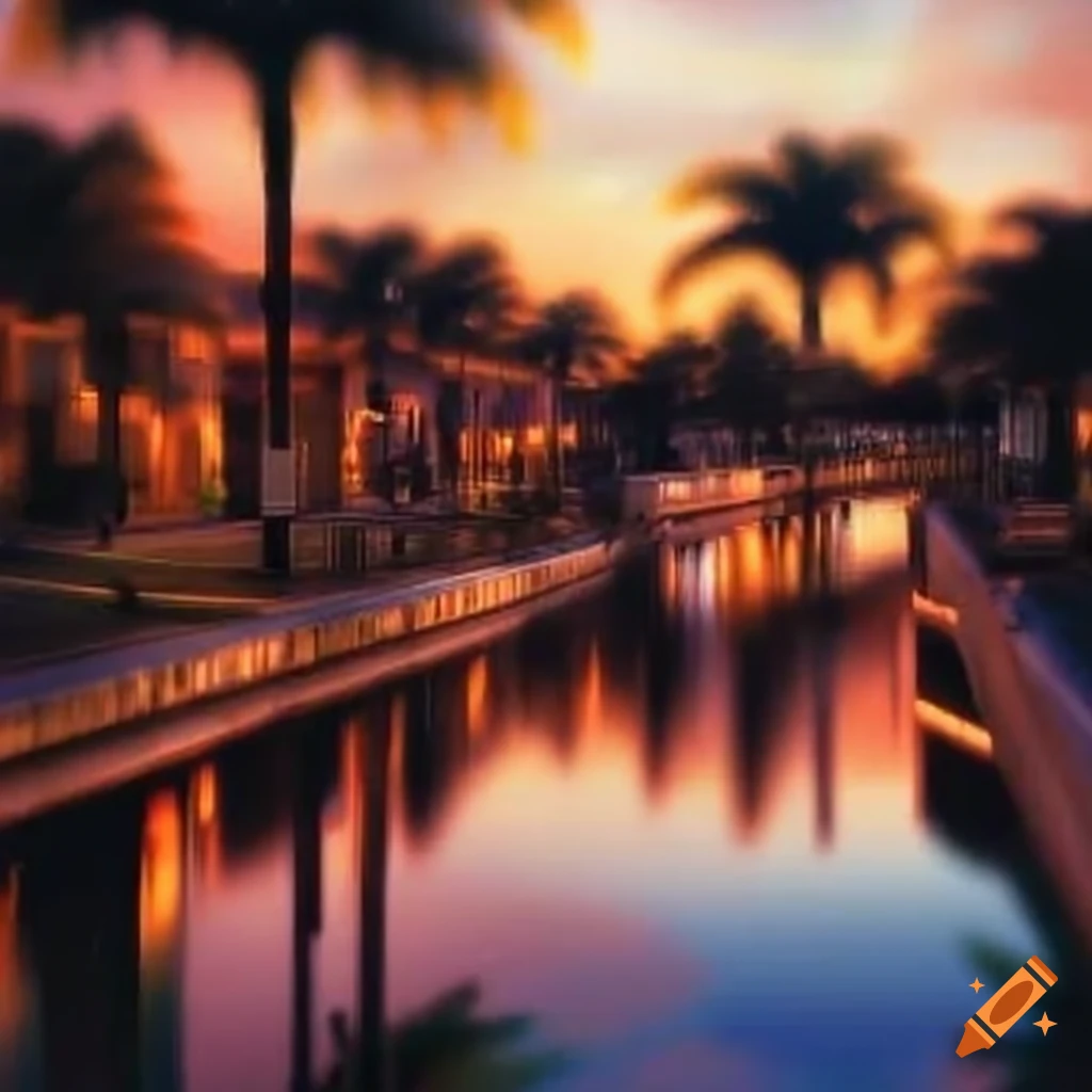 park in a Florida neighborhood with a canal