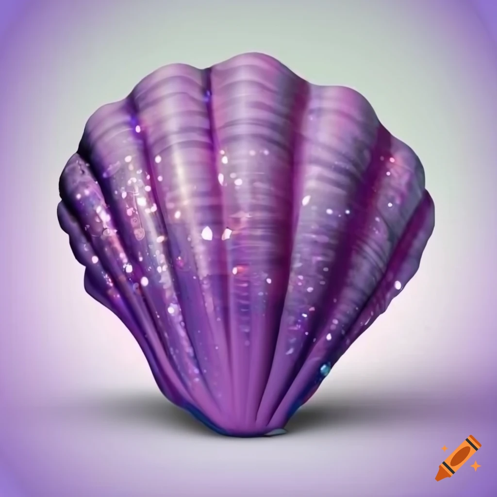 glittering purple seashell on a white background