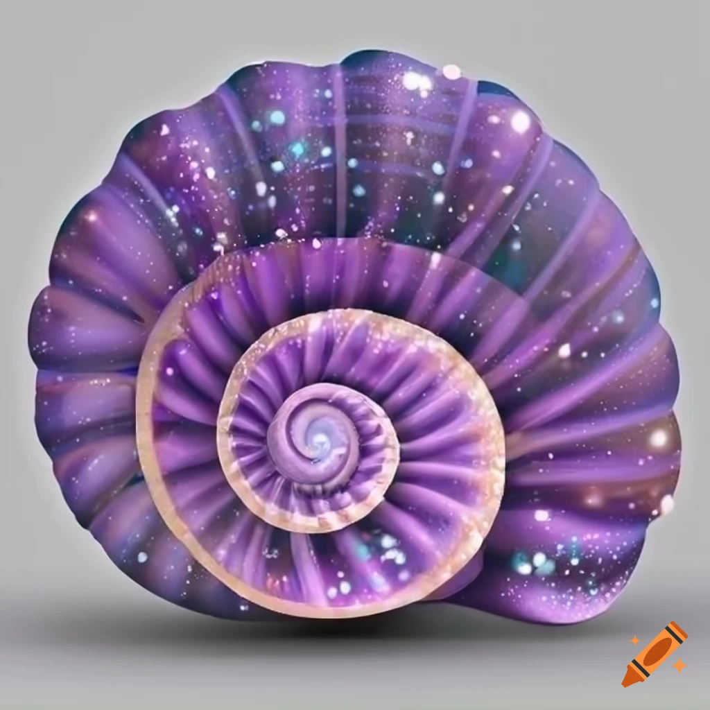 purple spiral seashell on white background