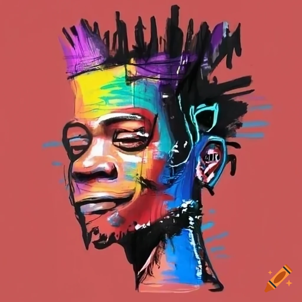 Basquiat-inspired abstract crayon drawing