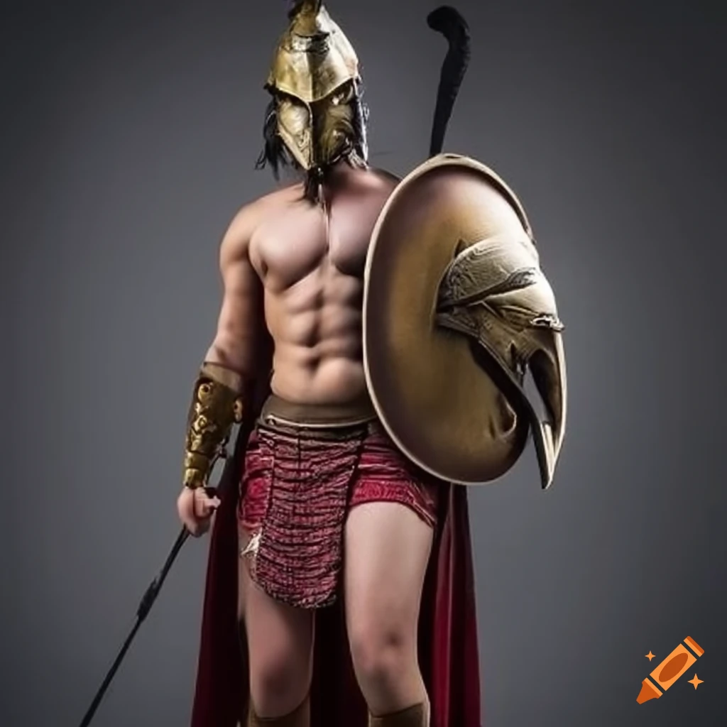 Spartan warrior with helmet and spear