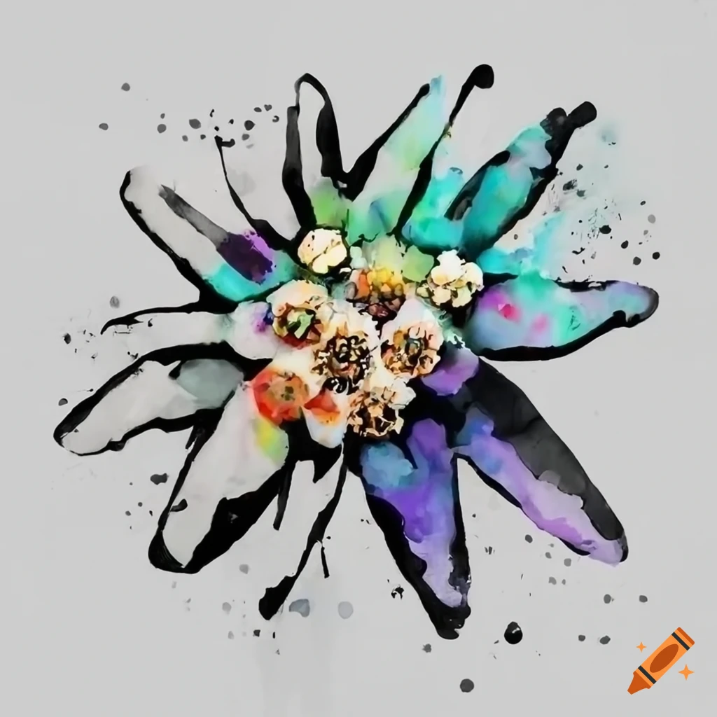 Black and white street art of edelweiss