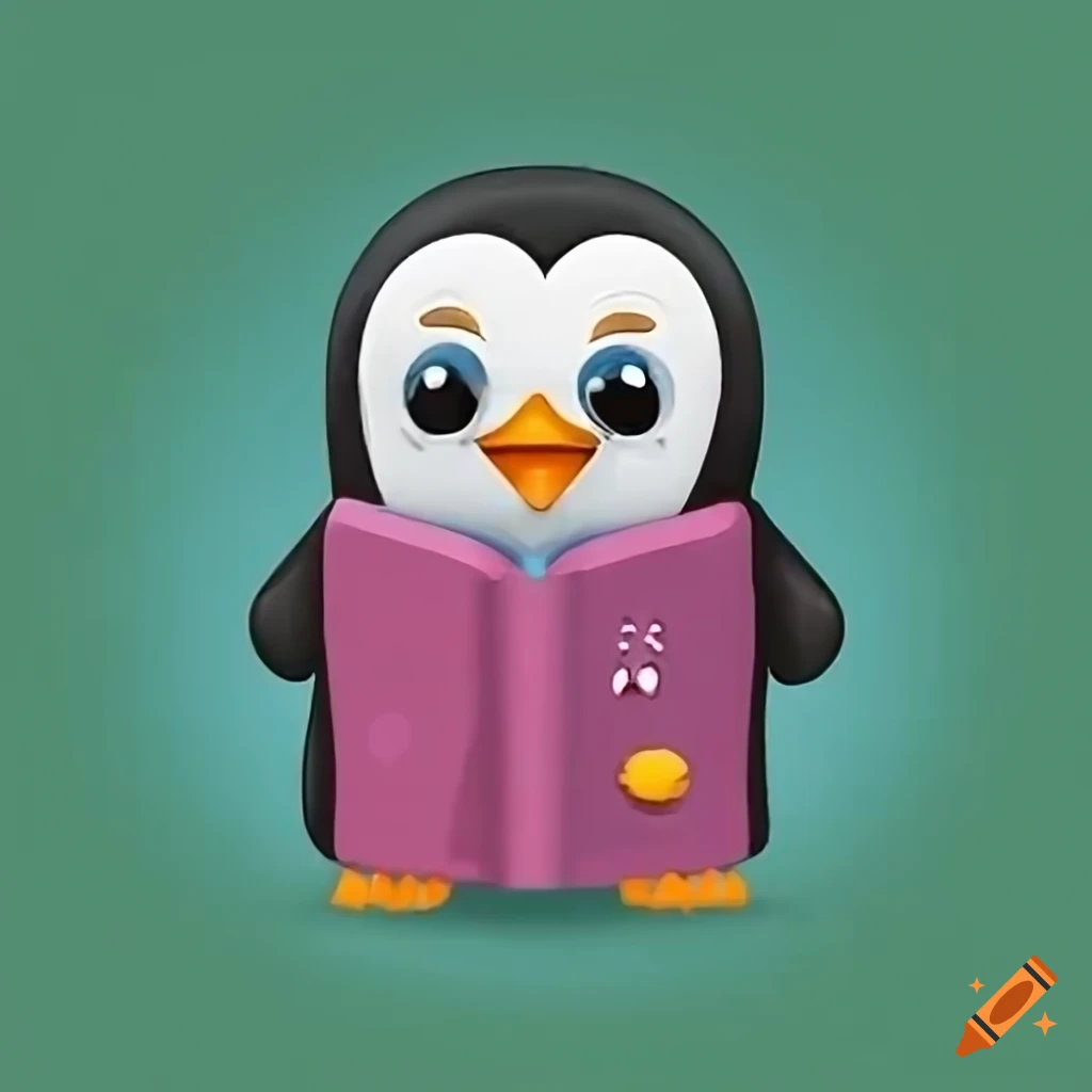 cute penguin with a diary