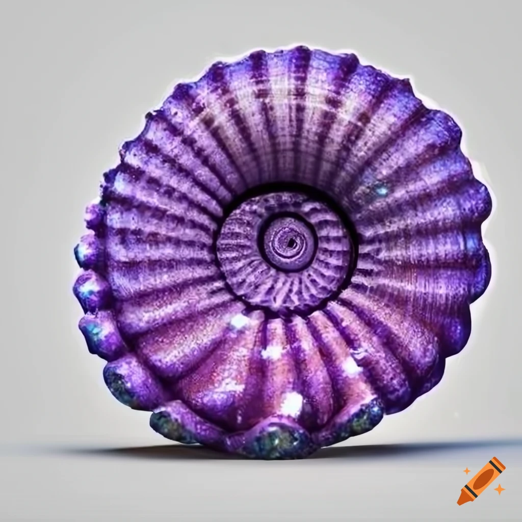 purple spiral seashell on white background