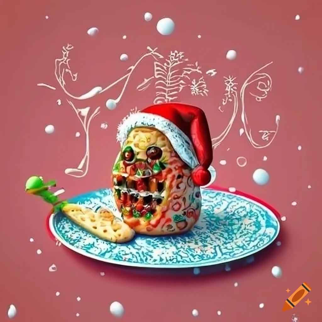 creative 3D doodle art of a Christmas meal