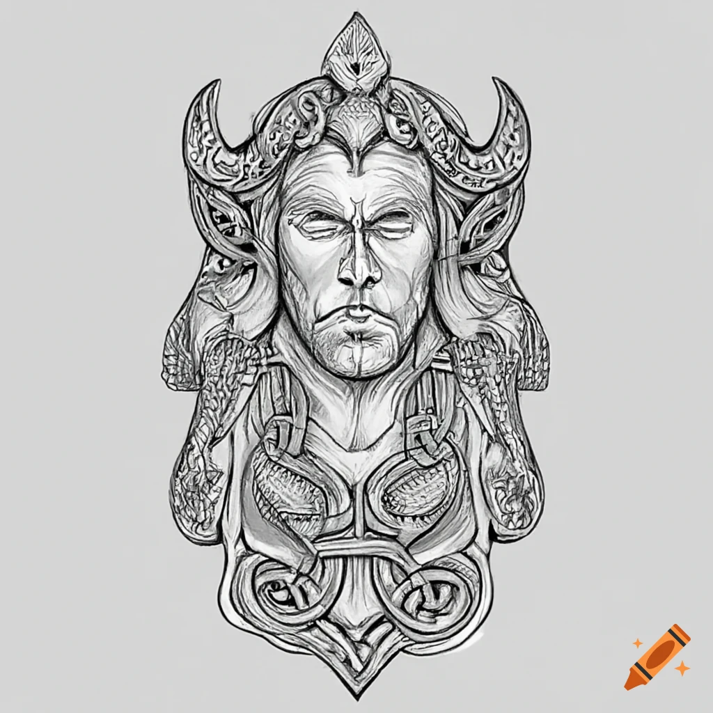 Pencil sketch of a celtic nature god