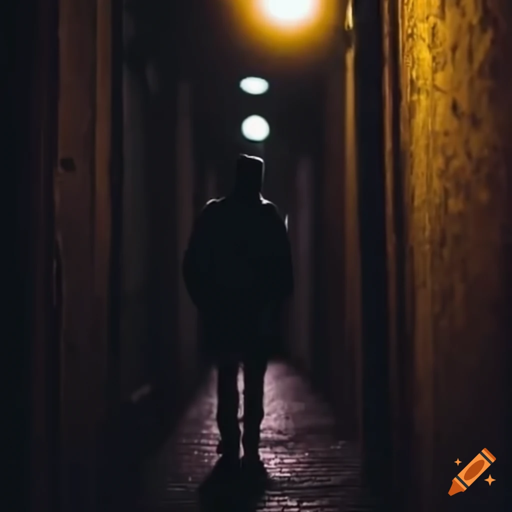 night watchman walking in a dark corridor