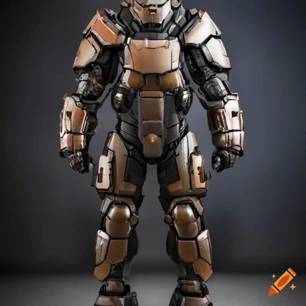 Scifi power armor with bulky full body armor on Craiyon