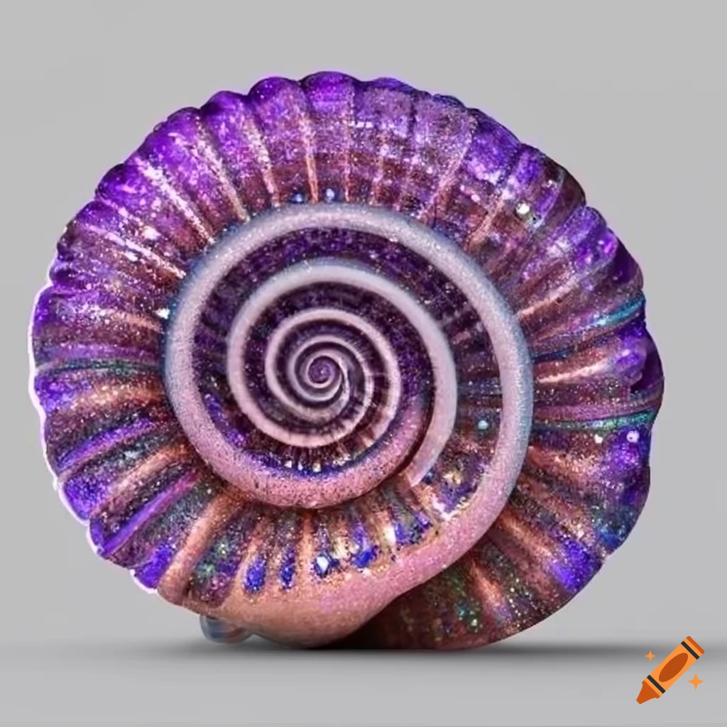purple glittering seashell on white background