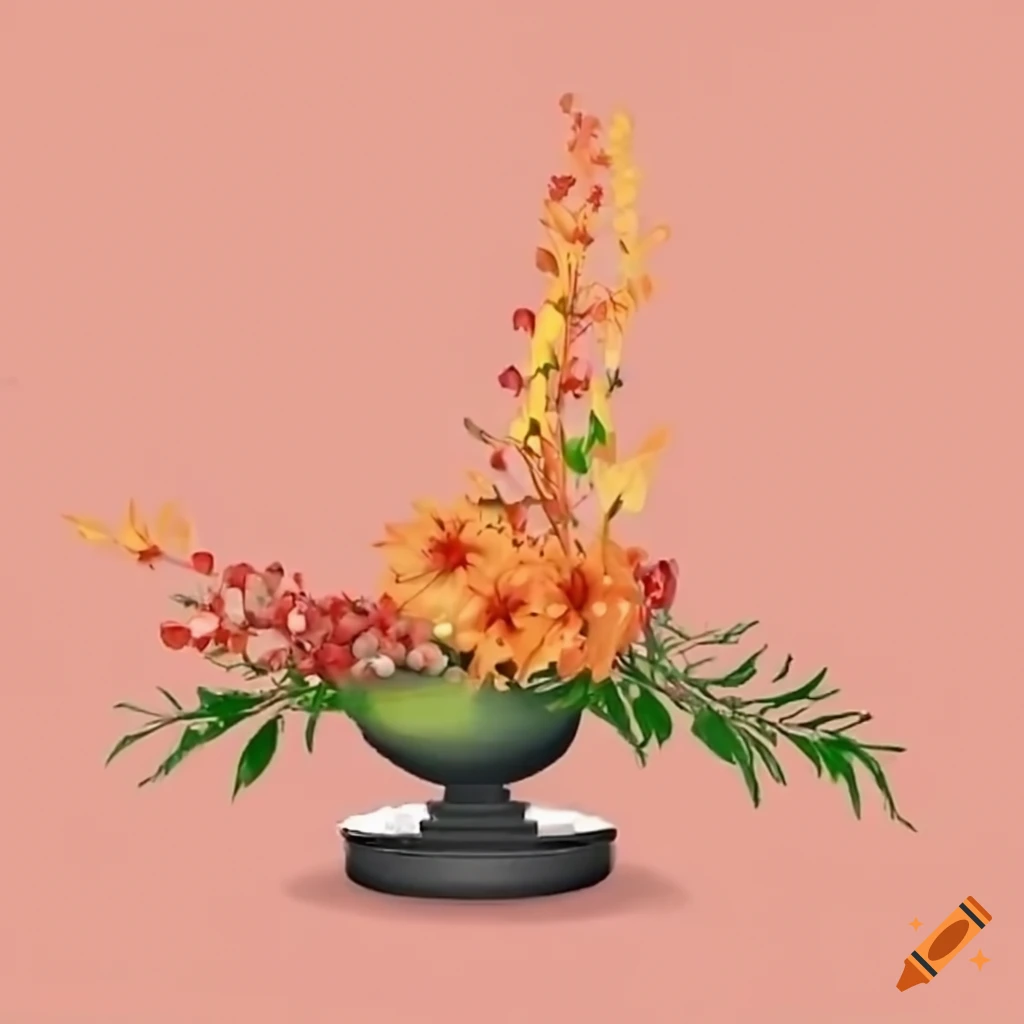 Stunning autumn ikebana flower arrangement