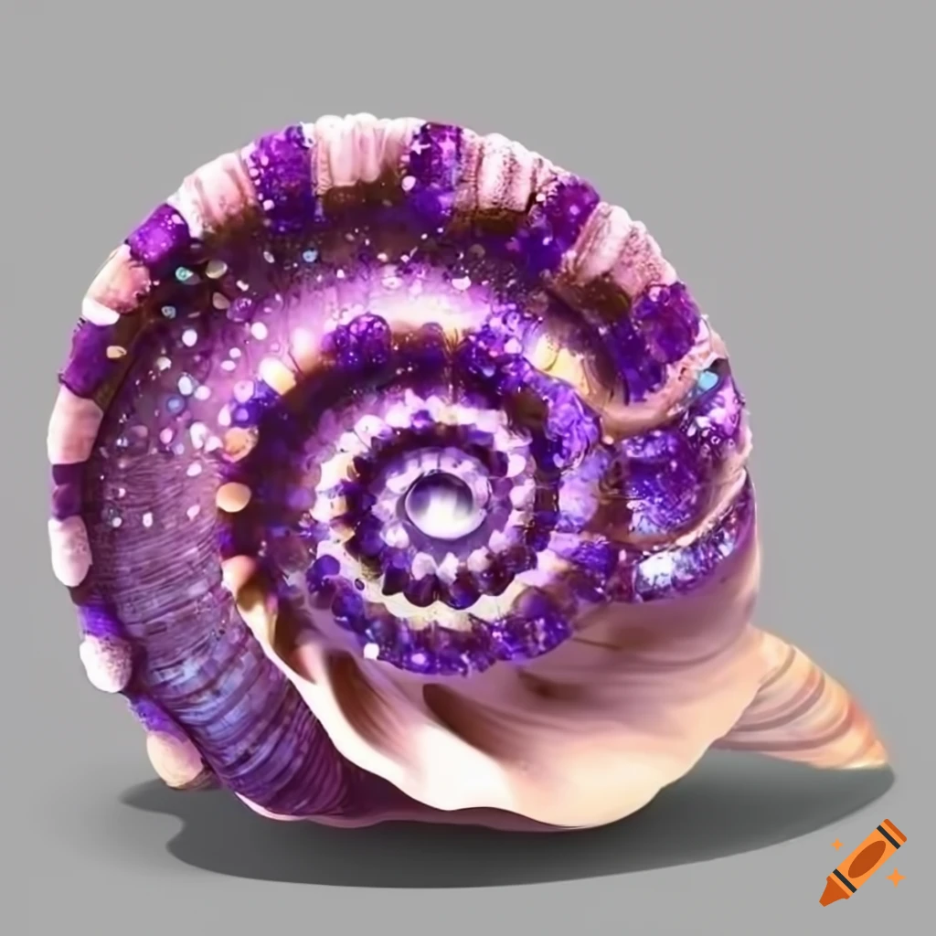 shiny purple seashell on white background