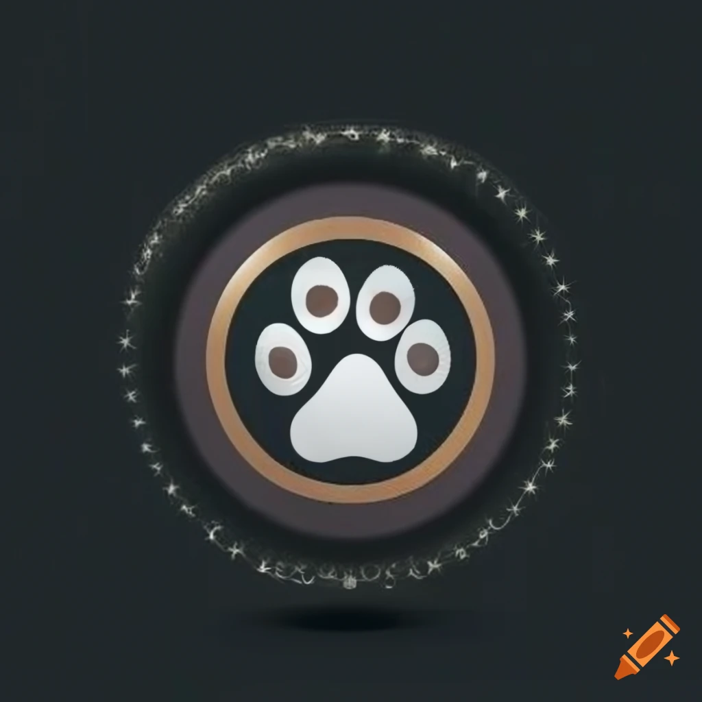 silver circle logo with pawprint for luxury pet supply store