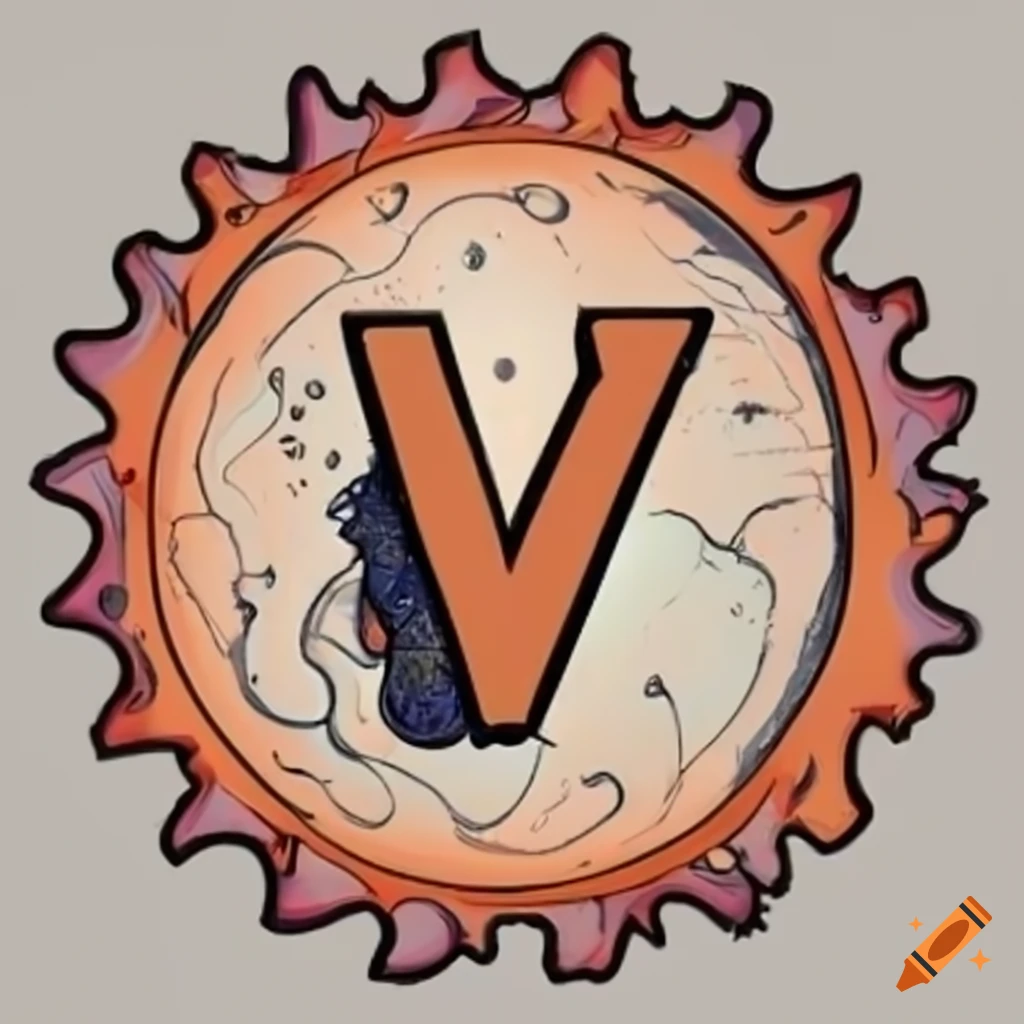 flaming gear surrounding letter V