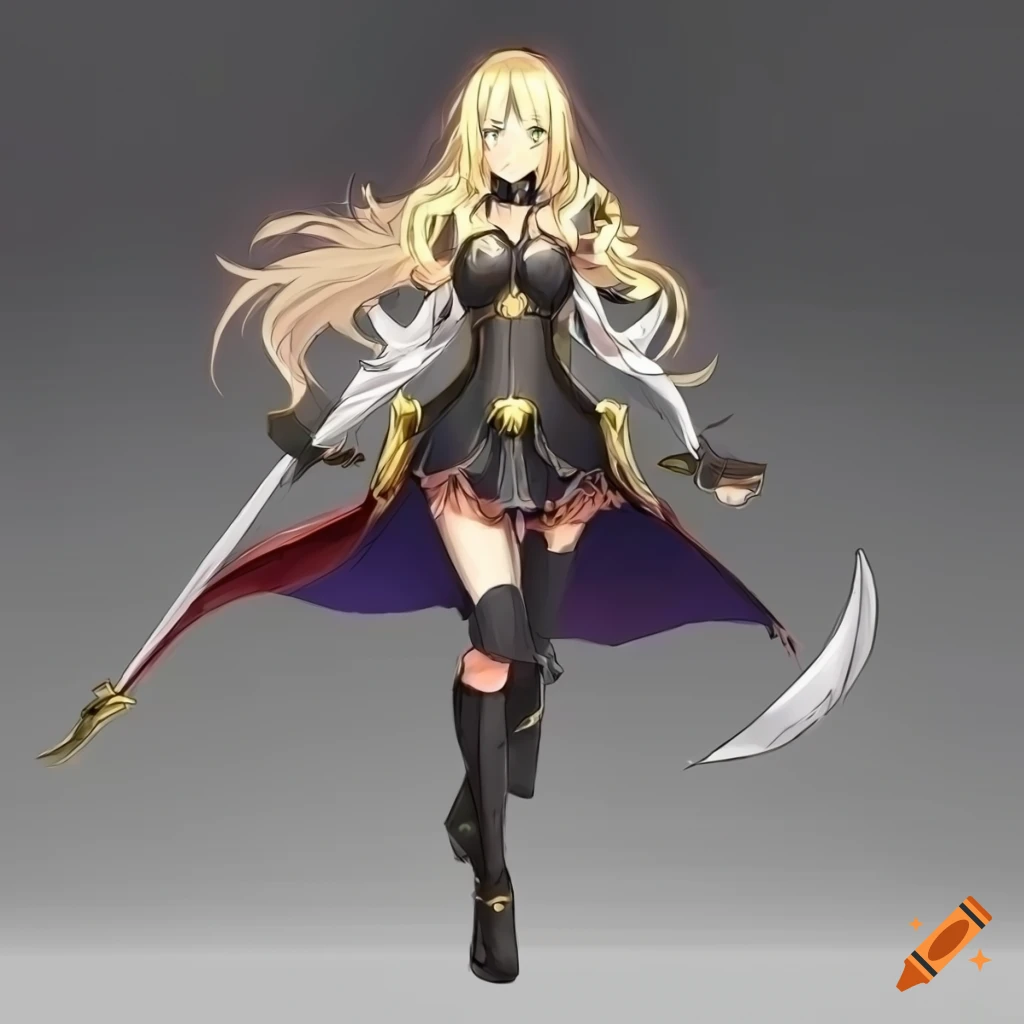 Anime knight girl in a bold pose on Craiyon