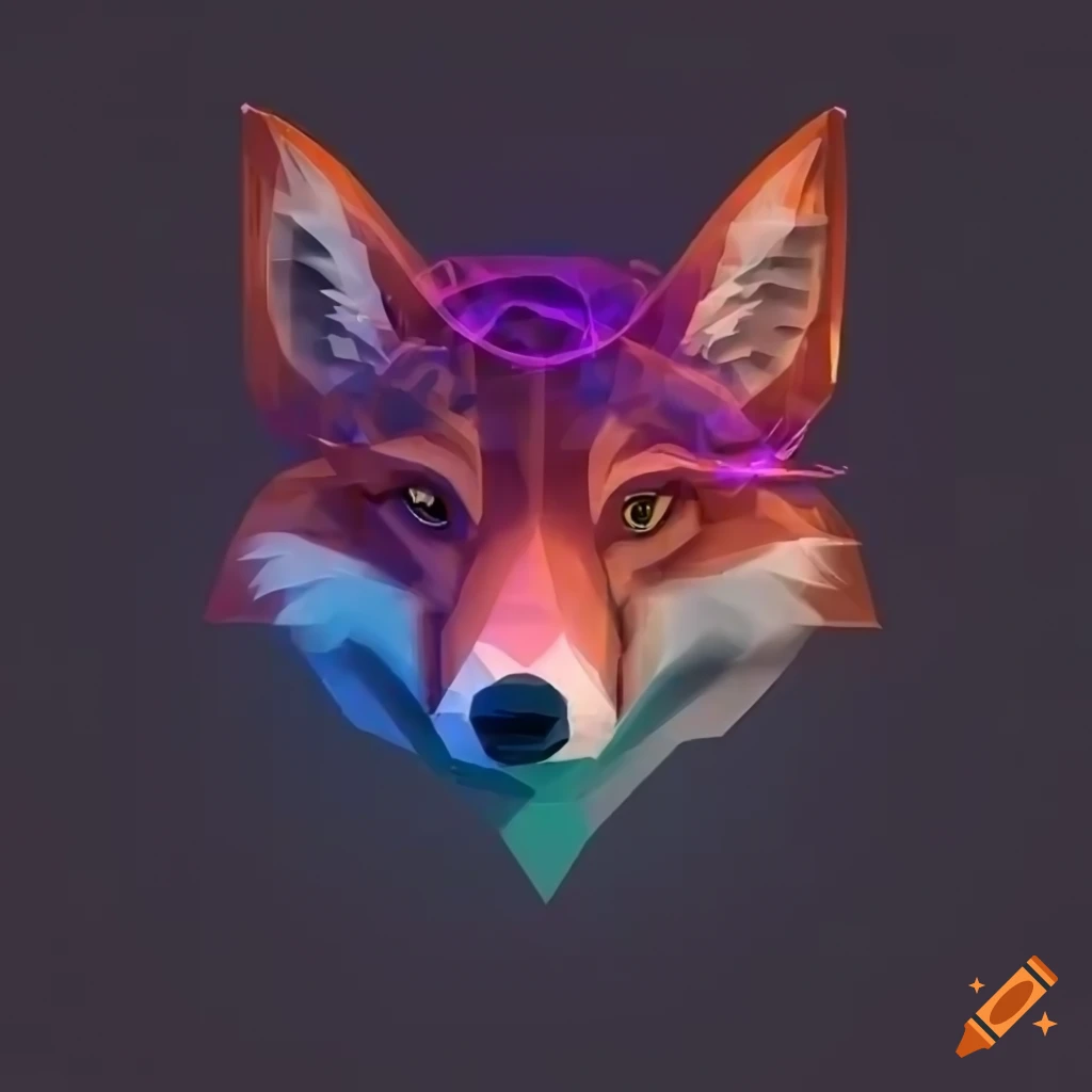 Low poly fox with city map design