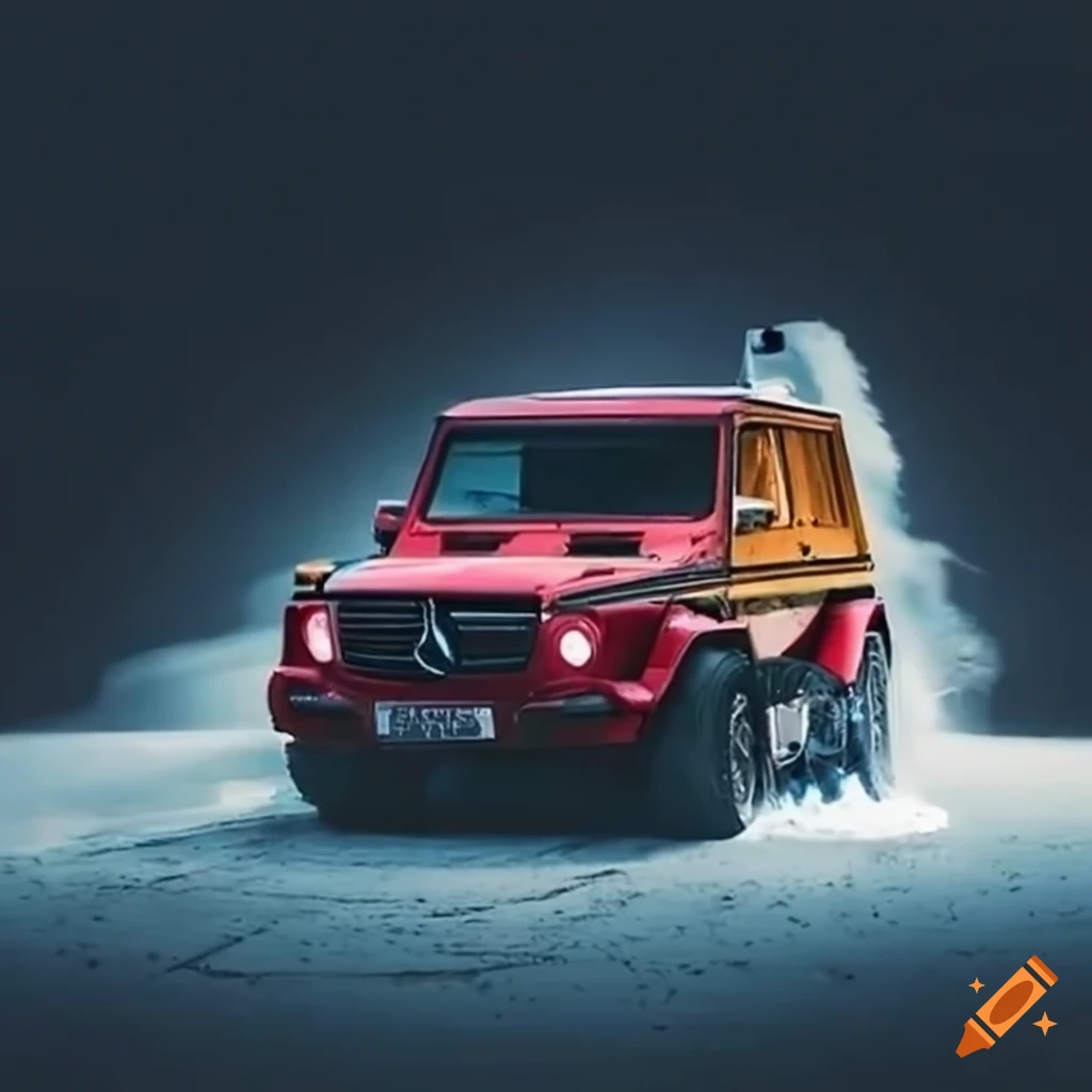 Mercedes trucks drifting in synchronized formation