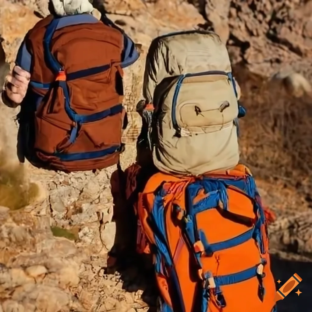 mochilas de peregrinos apiladas en un camino de tierra